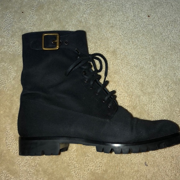 Prada canvas black combat boot with buckle - Picture 3 of 4